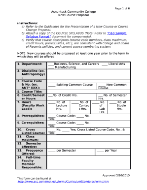 A) Refer to the Guidelines for the Presentation of a New Course or Course Change Proposal