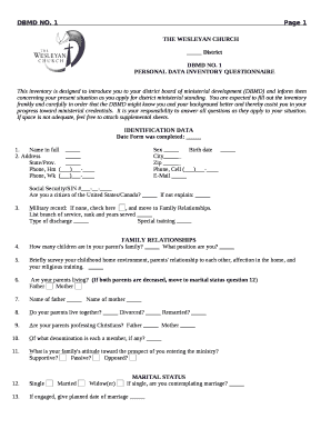 data inventory questionnaire