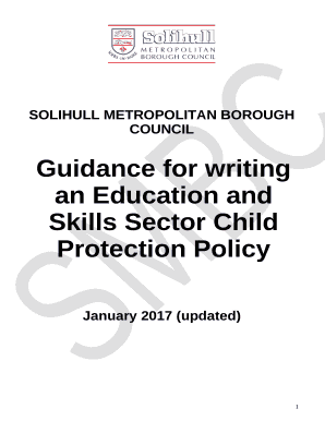 Guidance for writing an Education and Skills Sector Child Protection Policy
