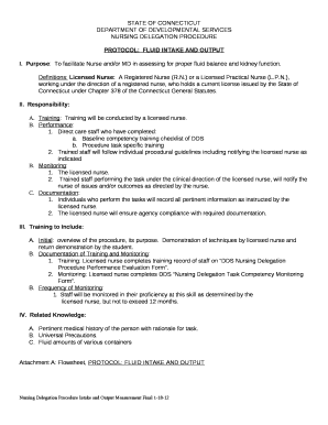 PROTOCOL:FLUID INTAKE AND OUTPUT