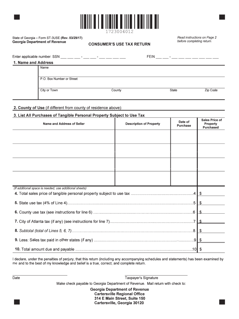 georgia form st 3use 2017 Preview on Page 1