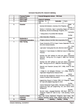 curriculum vitae word