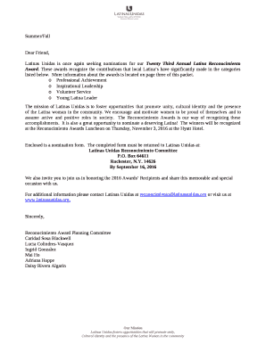 Latinas Unidas is once again seeking nominations for our Twenty Third Annual Latina Reconocimiento Award