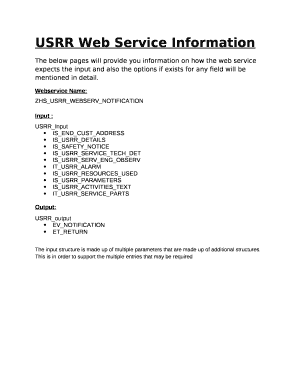 USRR Web Service Information