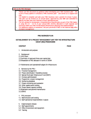 Note to the PMU Manager: