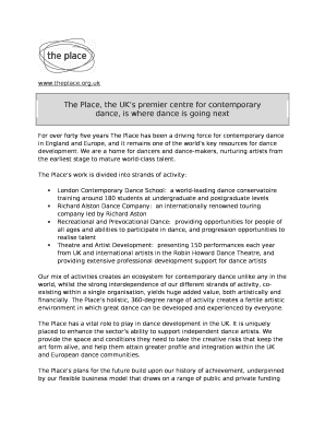 Theatre and Artist Development:presenting 150 performances each year from UK and international artists in the Robin Howard Dance Theatre, and providing extensive professional development support for dance artists