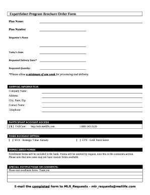 ExpertSelect Program Brochure Order Form