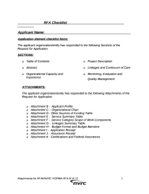RFA Checklist