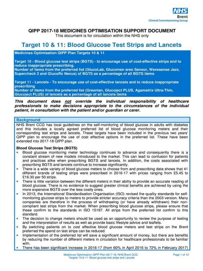 Fillable Online Target 10 & 11 Blood Glucose Test Strips and Lancets