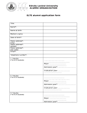 ELTE alumni application form