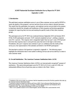 SCSEP Nationwide Participant Satisfaction Survey Report for PY 2014