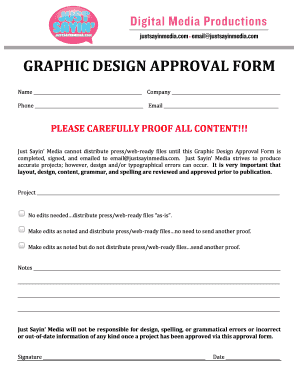 Graphic Design Proof Approval Form