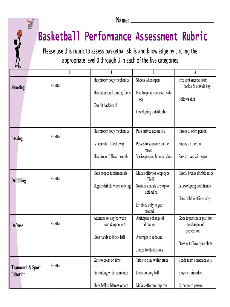 basketball rubric Preview on Page 1