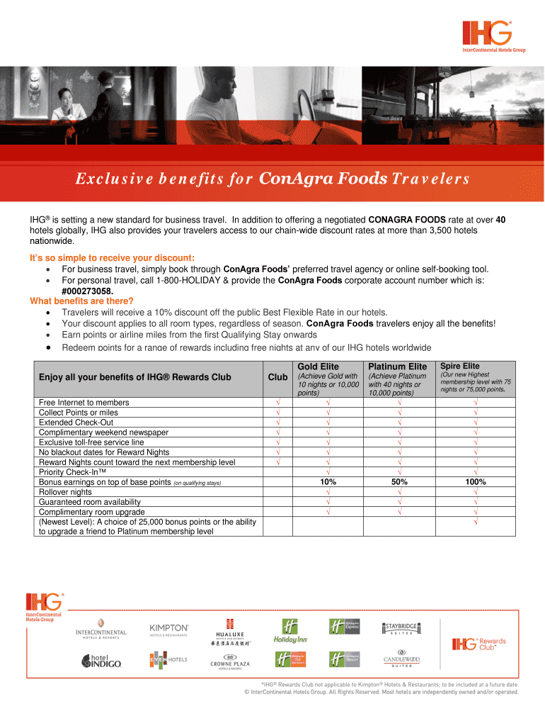Fillable Online Exclusive benefits for ConAgra Foods Travelers Fax ...