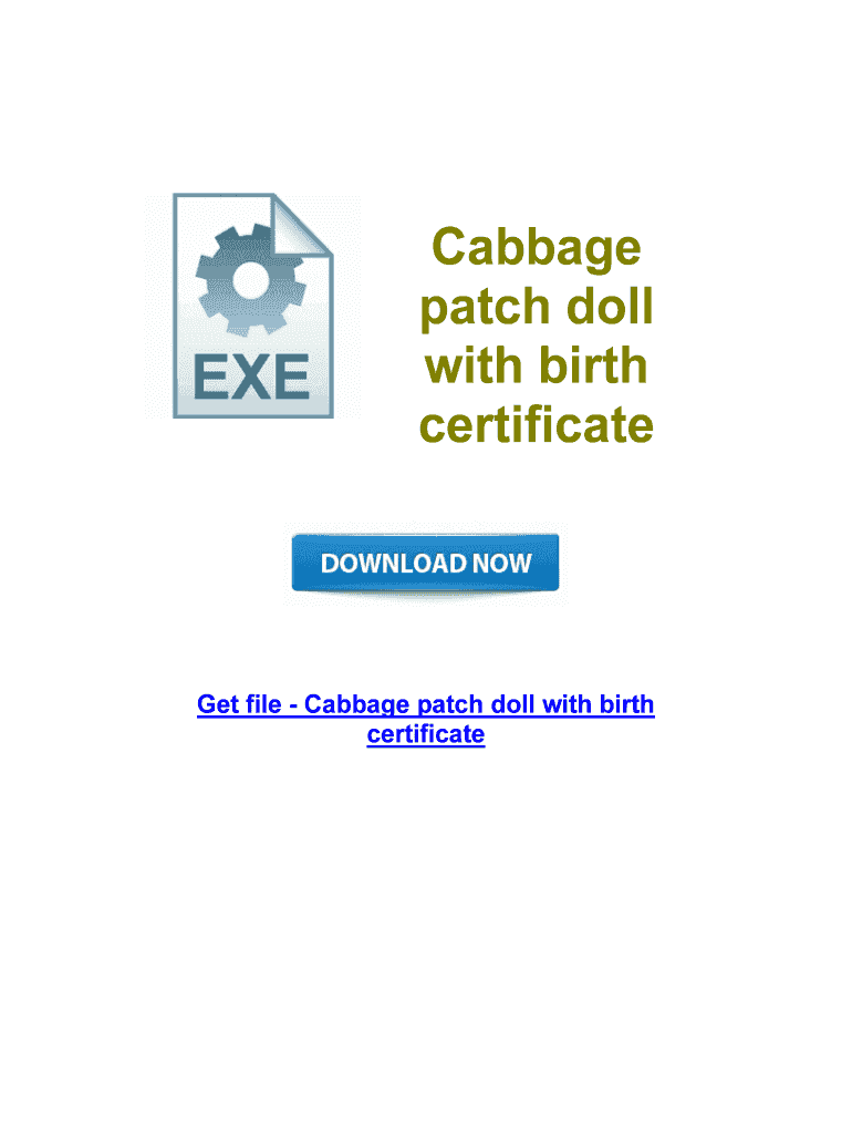 Fillable Online DownloadCabbage patch doll with birth certificate Fax ...