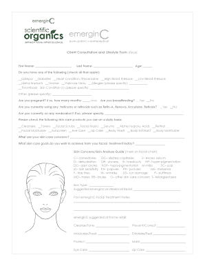 Client Consultation and Lifestyle Form