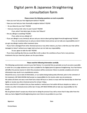 Digital Perm & Japanese Straightening Consultation Form
