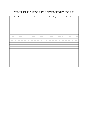 Fillable Online PENN CLUB SPORTS INVENTORY FORM Fax Email Print - pdfFiller