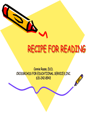 Fillable Online RECIPE FOR READING Fax Email Print - pdfFiller