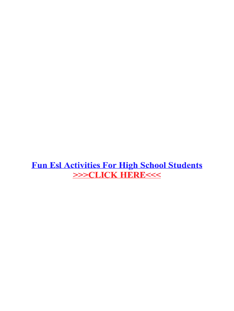 Fillable Online Fun Esl Activities For High School Students Fax Email