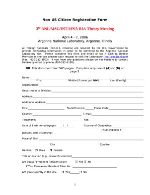 Non-US Citizen Registration Form