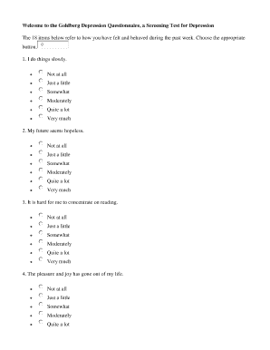 Goldberg Depression Questionnaire