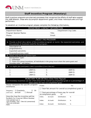 Staff Incentive Program (Monetary)