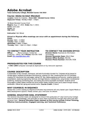 Tulsa Community College, Blended Course: Fall 2015