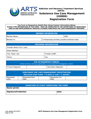 PLEASE TYPE INFORMATION IN THIS FORM MUST BE COMPLETED BY THE DEPARTMENT OF BEHAVIORAL HEALTH AND DEVELOPMENTAL SERVICES LICENSED SUBSTANCE USE CASE MANAGEMENT PROVIDER