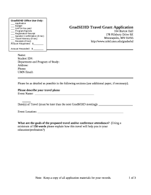 GradSEHD Travel Grant Application