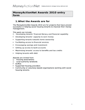 MoneyActionNet Awards 2010 entry form