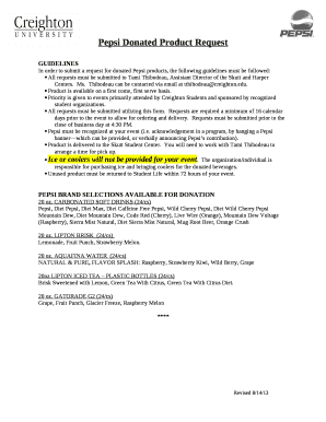 In order to submit a request for donated Pepsi products, the following guidelines must be followed: