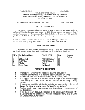 Tender Booklet #Cost Rs