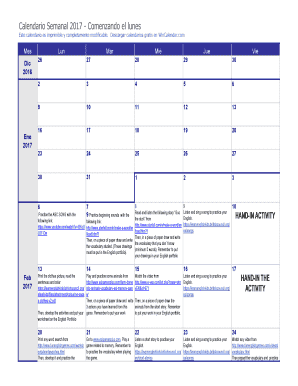 Fillable Online Este calendario es imprimible y completamente ...