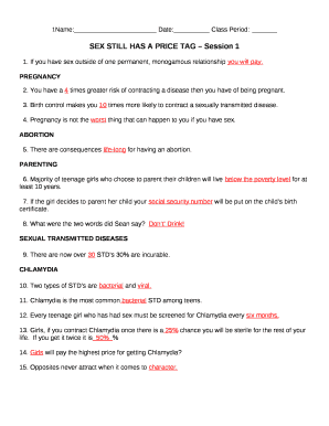 Sex has a price tag worksheet