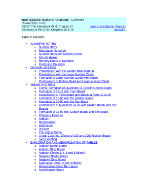 MONTESSORI TEACHER ALBUMS - Children's House (3-6) - Math