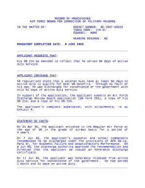 IN THE MATTER OF:DOCKET NUMBER:BC-2007-00023