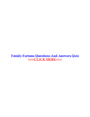 Fillable Online Family Fortune Questions And Answers Quiz Fax Email ...