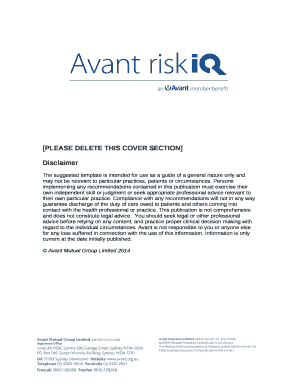 The suggested template is intended for use as a guide of a general nature only and may not be relevant to particular practices, patients or circumstances