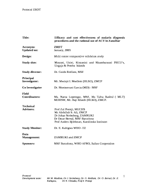 Title:Efficacy and cost effectiveness of malaria diagnosis procedures and the rational use of ACT in Zanzibar