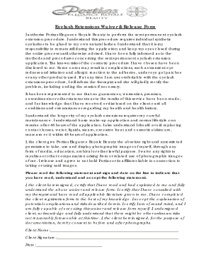 Fillable Online Eyelash Extensions Waiver &amp; Release Form Fax Email ...