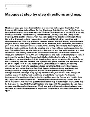 Fillable Online Mapquest step by step directions and map Fax Email ...