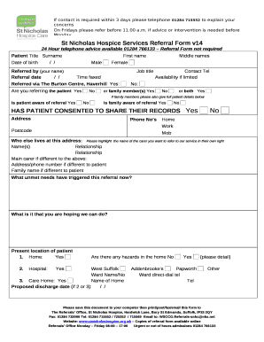 St Nicholas Hospice Services Referral Form v14