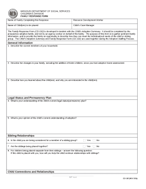 FAMILY RESPONSE FORM