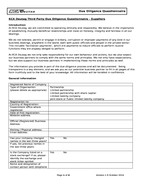 KCA Deutag Third Party Due Diligence Questionnaire - Suppliers