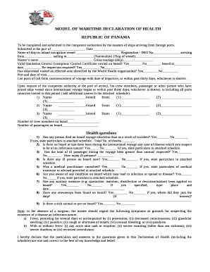 maritime declaration of health form word