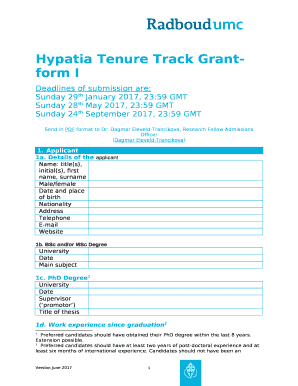 Hypatia Tenure Track Grant- form I