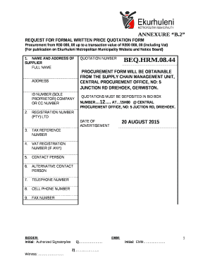 Appointment of a service provider to conduct health screening tests for Know Your Numbers campaign for Ekurhuleni Metropolitan Municipality as per specifications