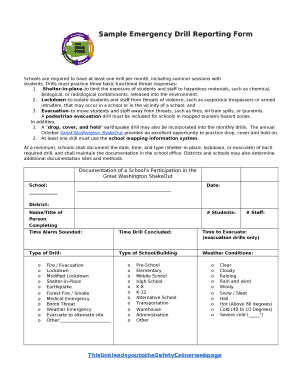 Sample Emergency Drill Reporting Form