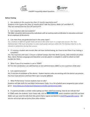 Fillable Online CAASPP Frequently Asked Questions Fax Email Print ...